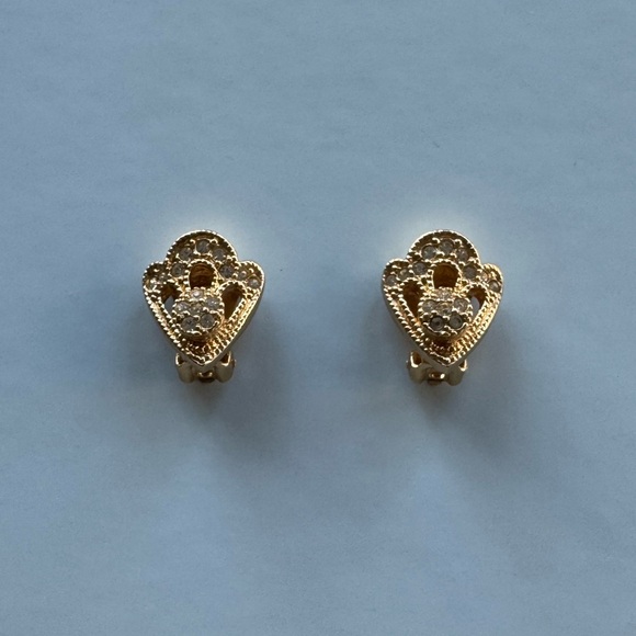 Cristian Dior Rhinestone Clip on Earrings - Picture 2 of 6